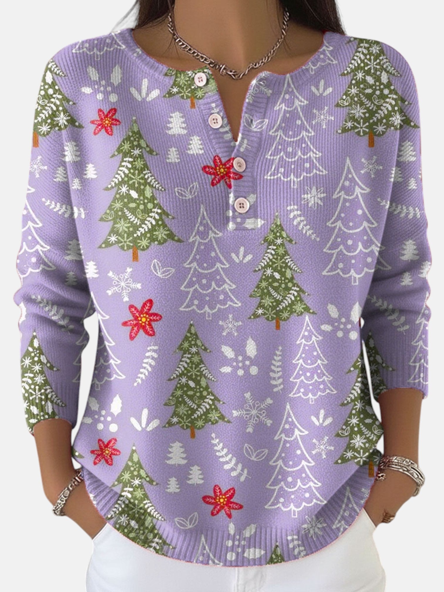 Sofie | Weihnachts-Pullover mit Knöpfen