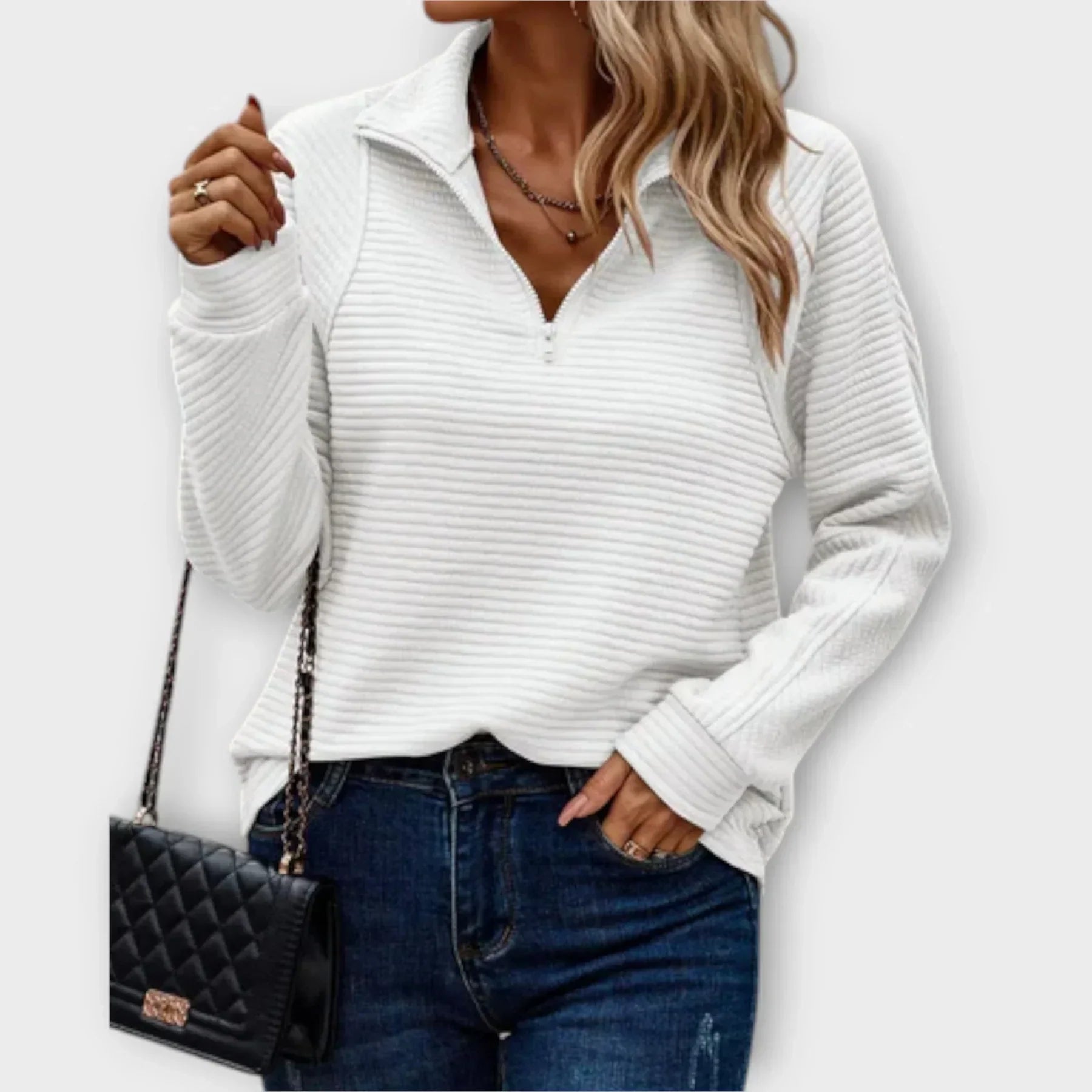 Louna | Gerippter ¼-Zip Pullover