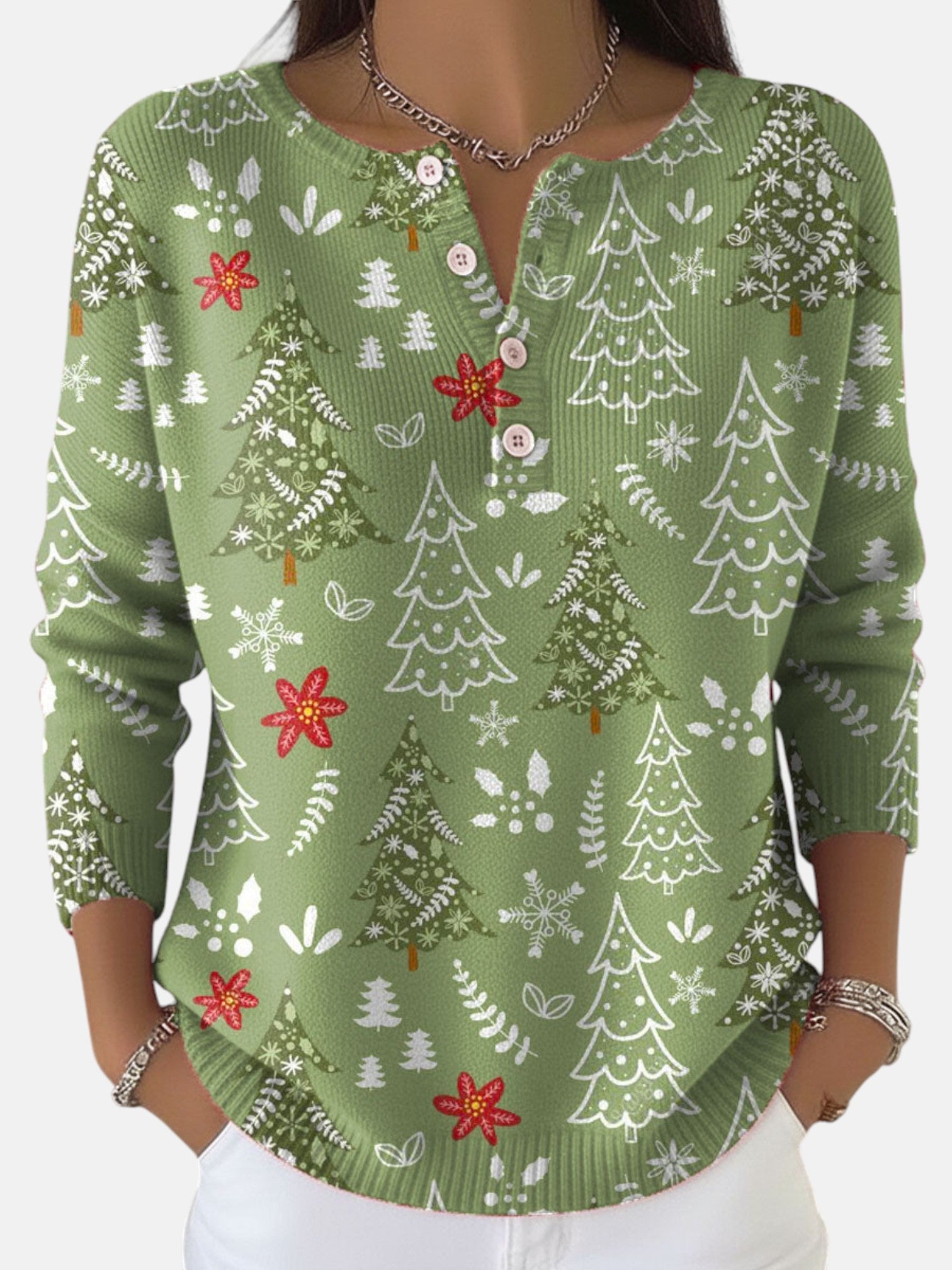 Sofie | Weihnachts-Pullover mit Knöpfen
