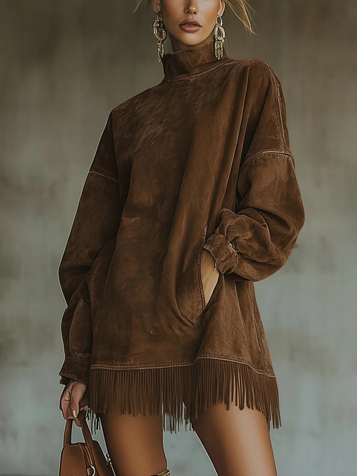 Katrin | Gemütliches Wildleder-Fransen-Kleid
