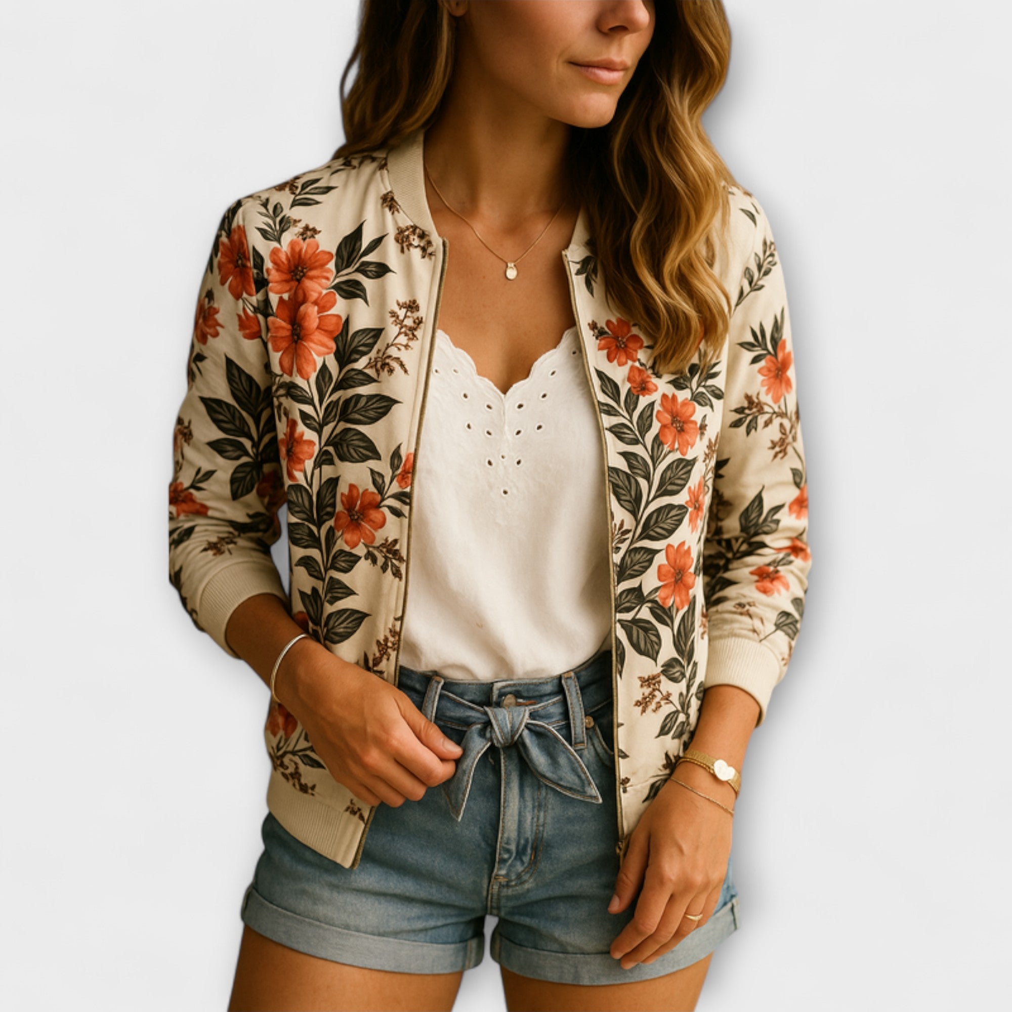 Kaelin - Stylische Bomberjacke mit Blumenmuster