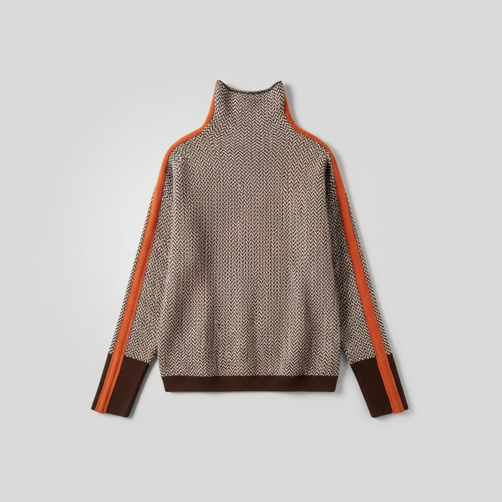 Elara | Rollkragenpullover mit kontrastierenden Streifen