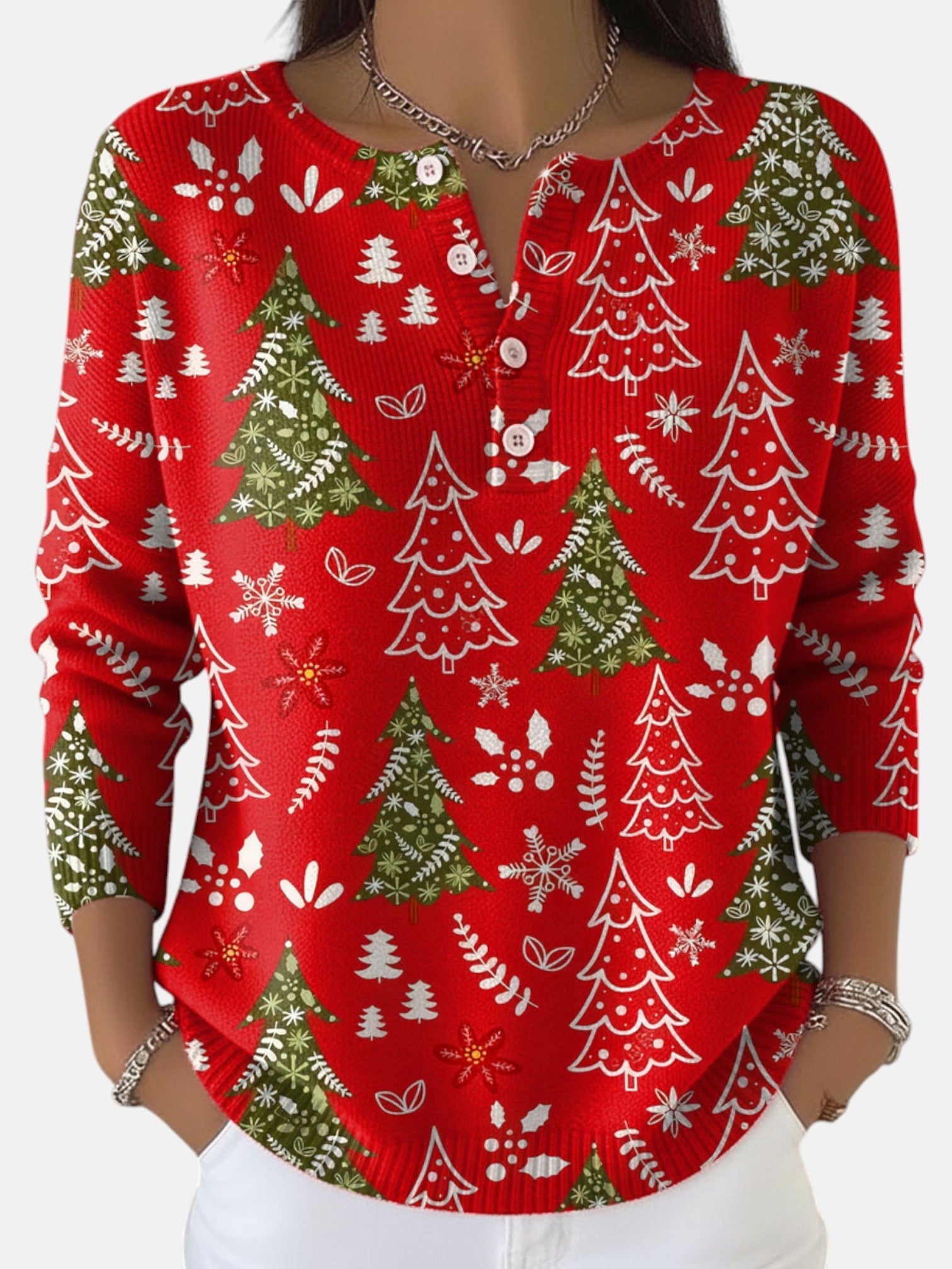 Sofie | Weihnachts-Pullover mit Knöpfen