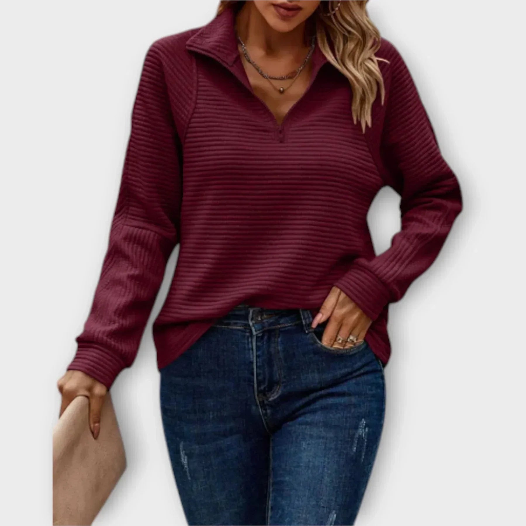 Louna | Gerippter ¼-Zip Pullover