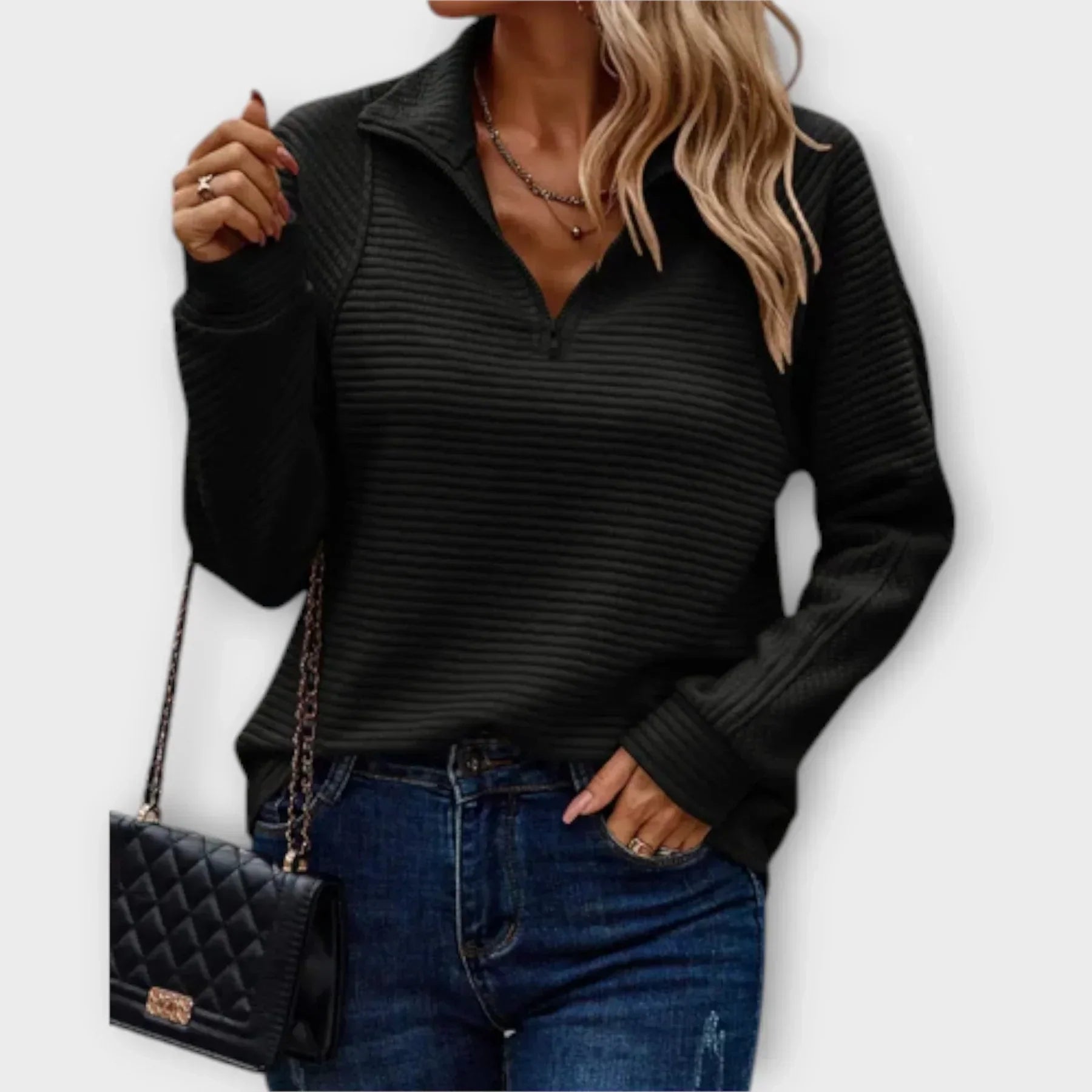 Louna | Gerippter ¼-Zip Pullover
