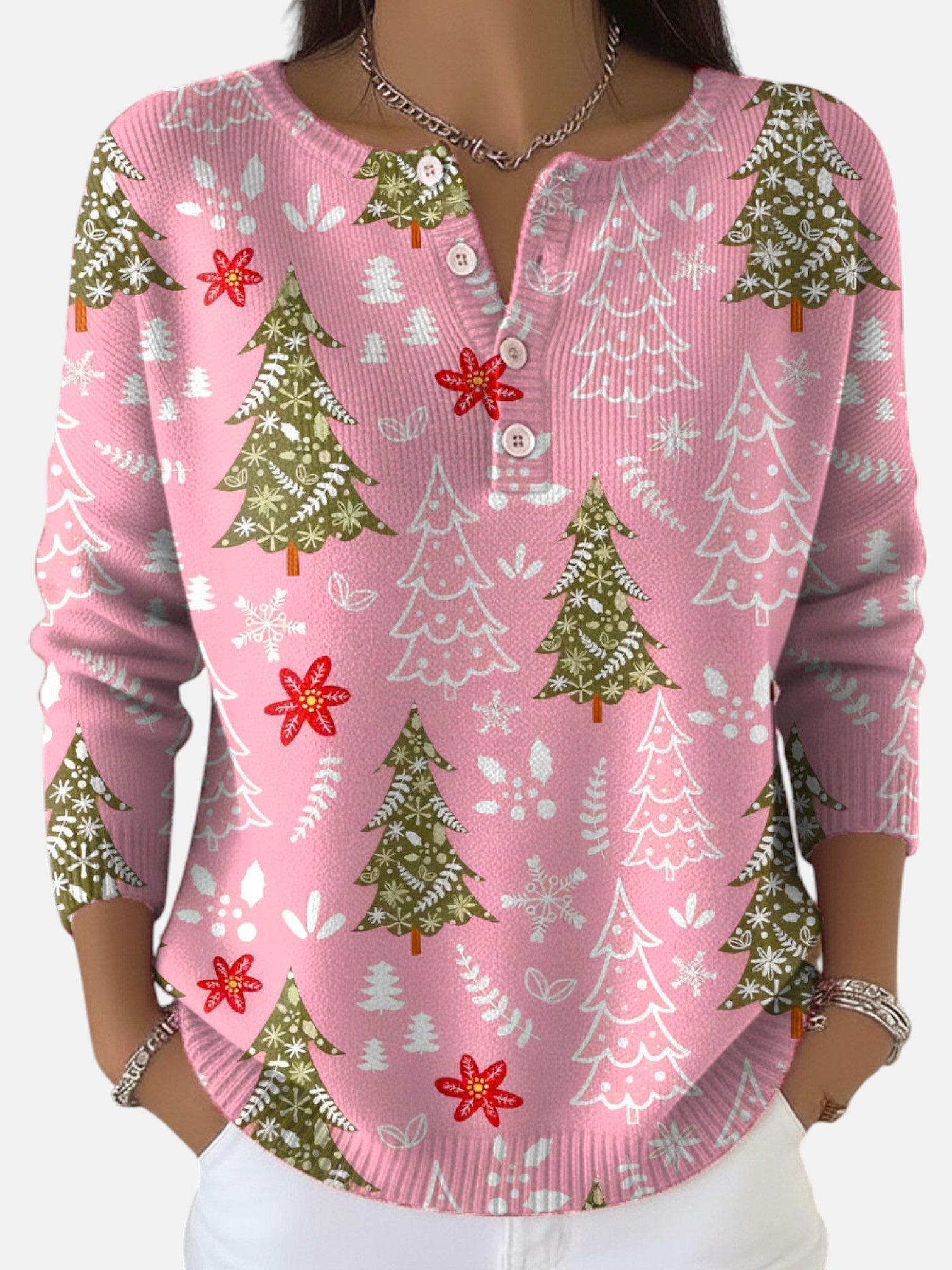 Sofie | Weihnachts-Pullover mit Knöpfen