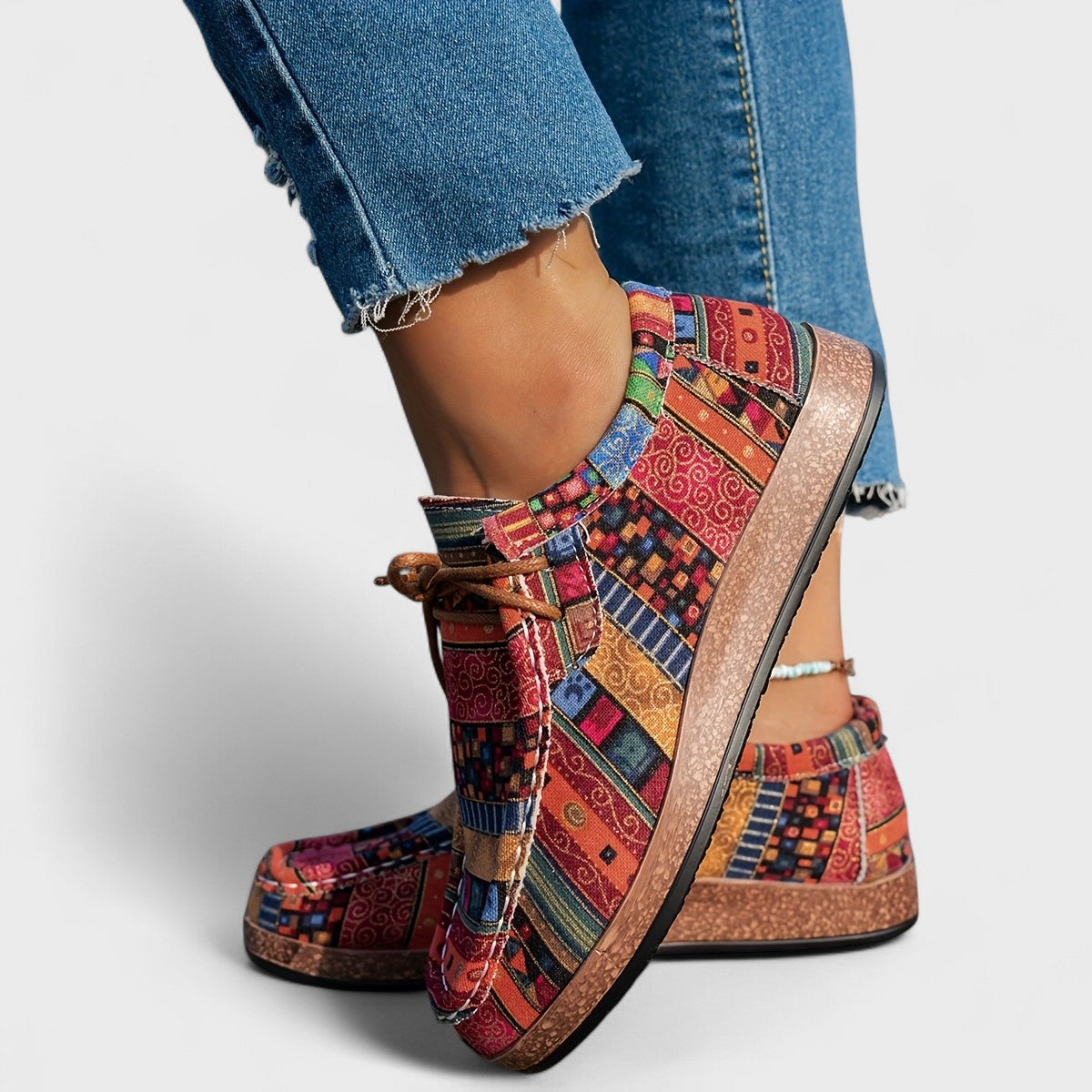 Rica | Kunstvoll gemusterte Komfort-Schnürschuhe