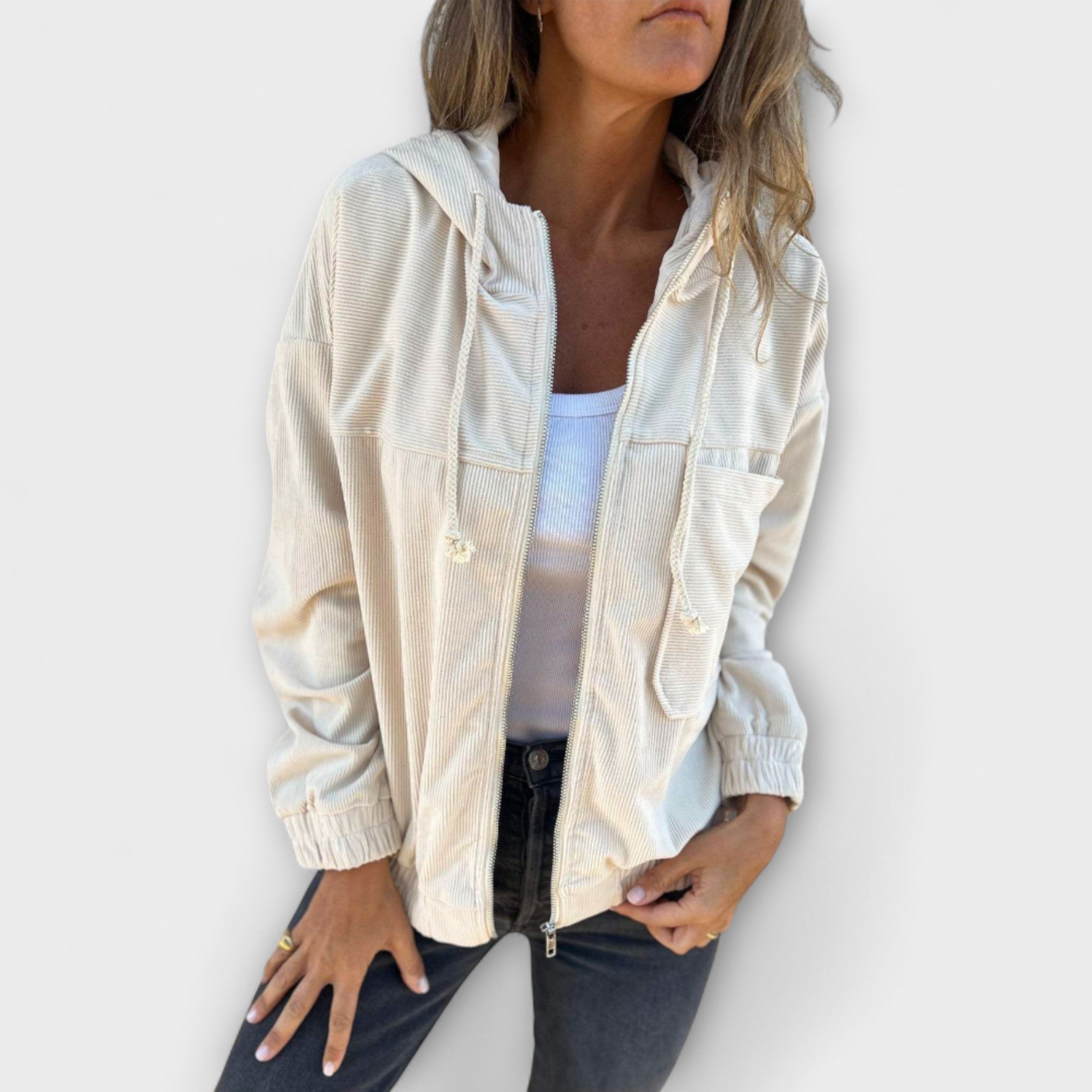 Ella - Kapuzenjacke aus Cord mit Reißverschluss