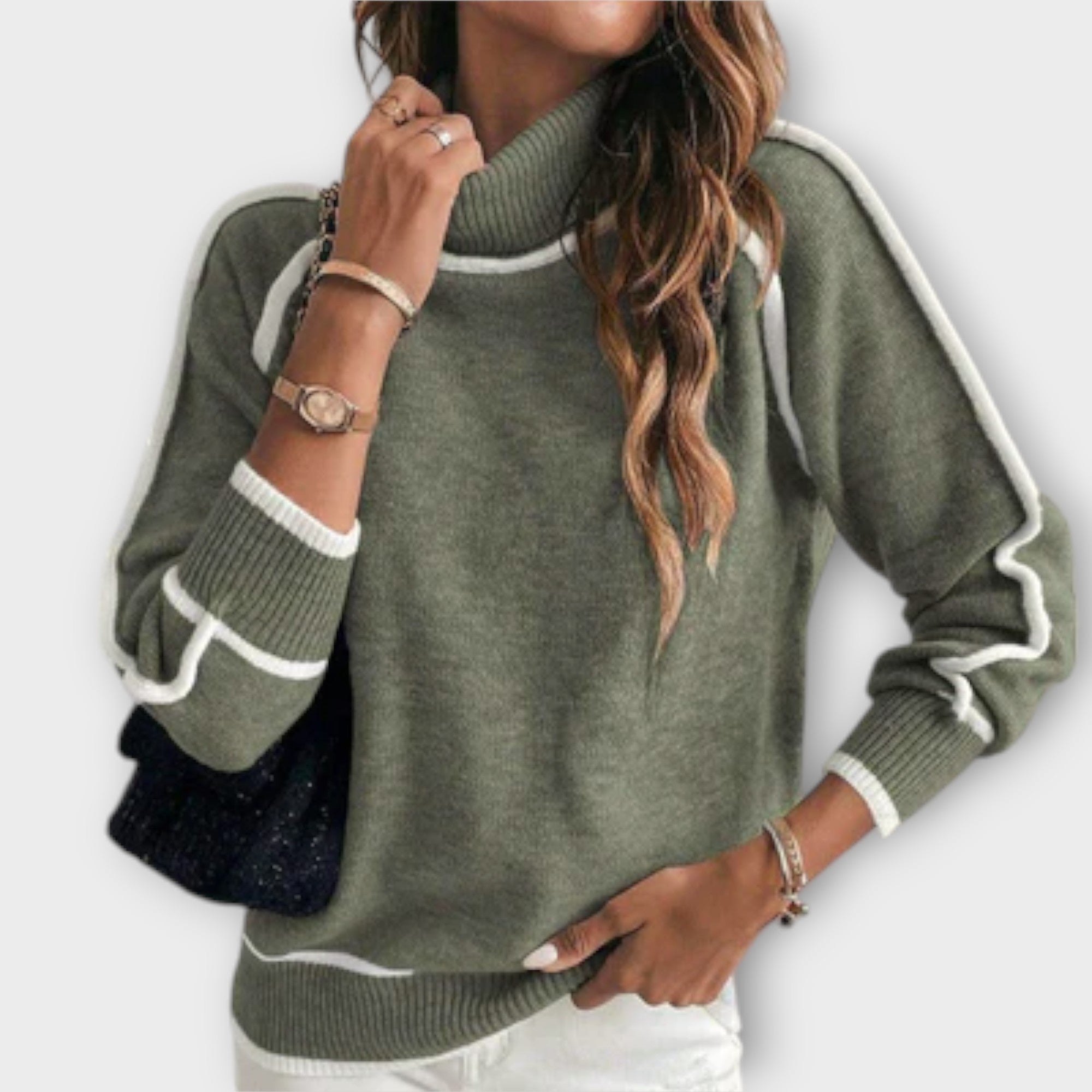 Christine - Luxuriöser olivgrüner Strickpullover