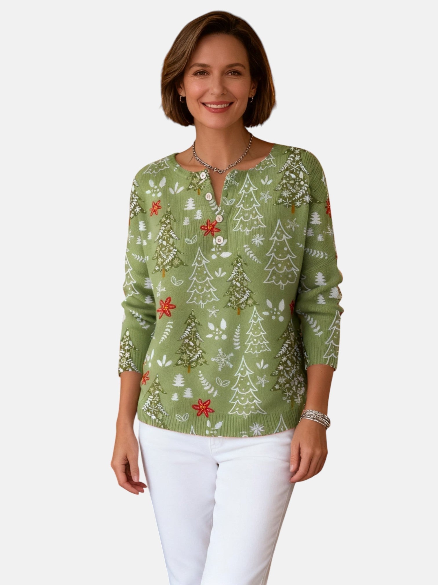 Sofie | Weihnachts-Pullover mit Knöpfen