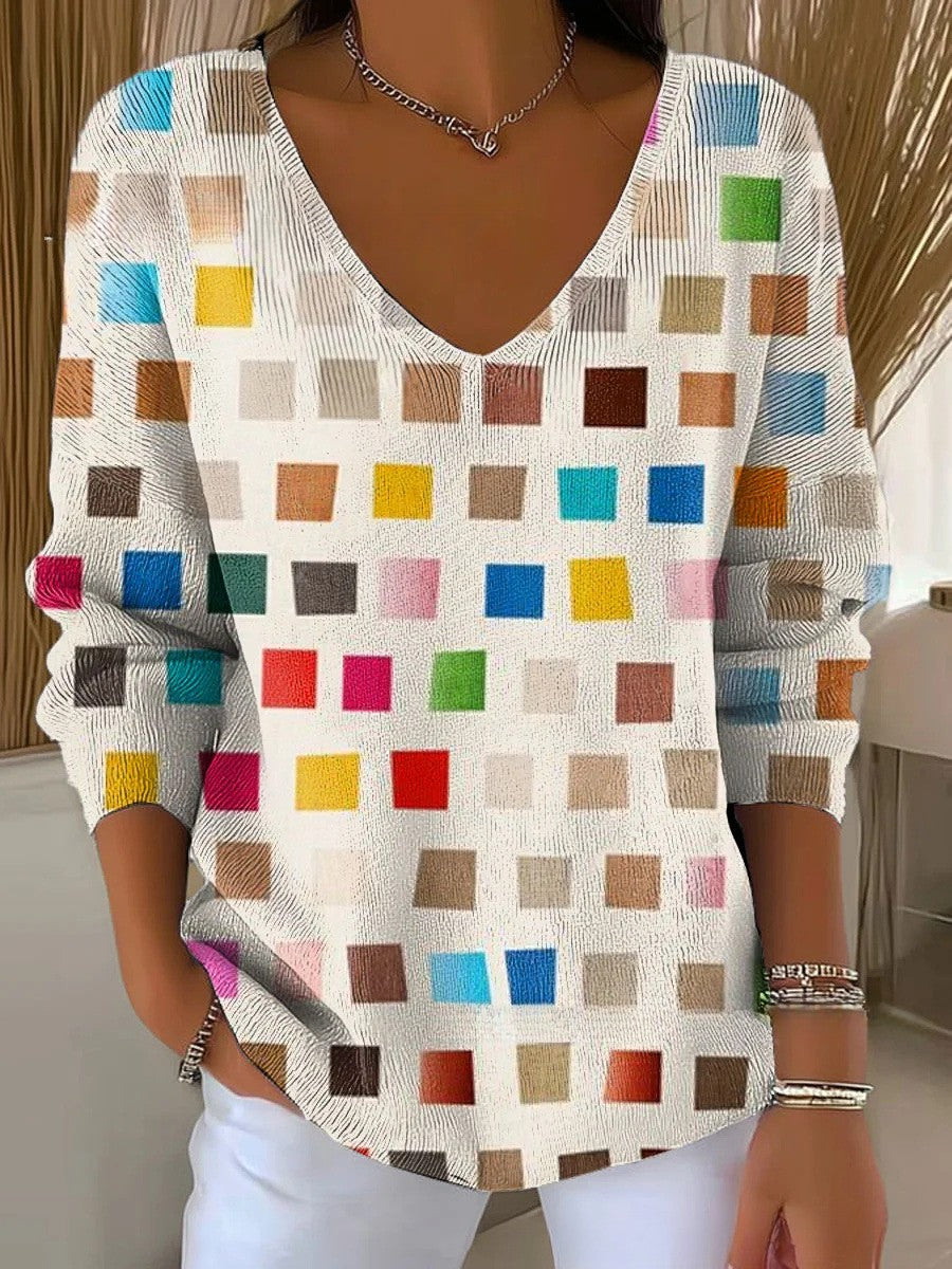 Amoré | Farbenfroher Pullover mit V-Ausschnitt