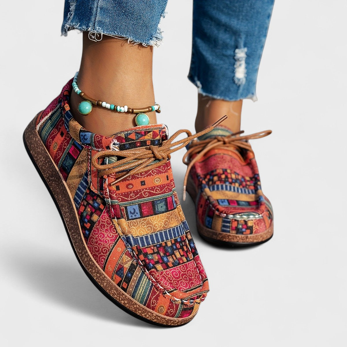 Rica | Kunstvoll gemusterte Komfort-Schnürschuhe