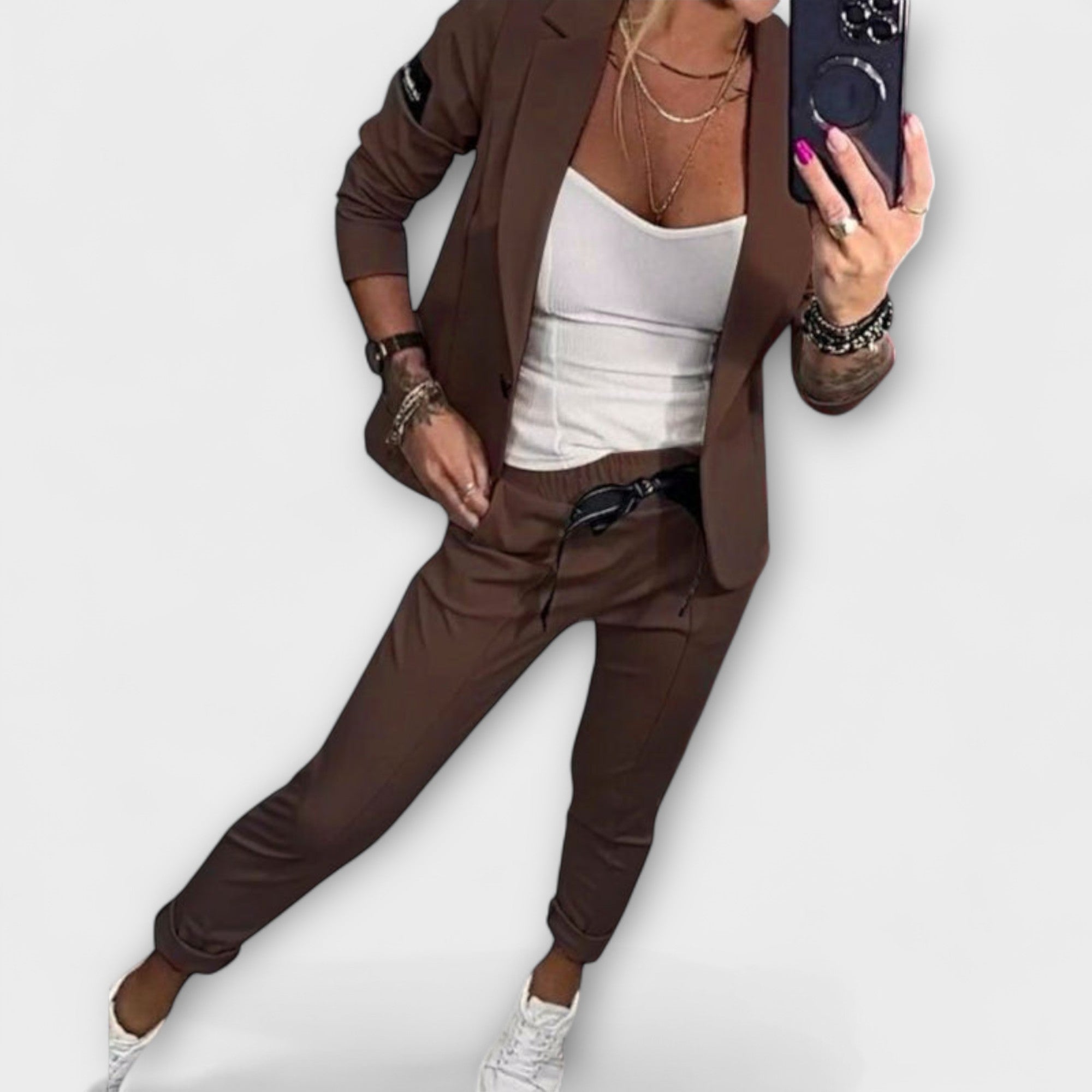 Malou - Koordiniertes Set aus Top, Jacke und Hose
