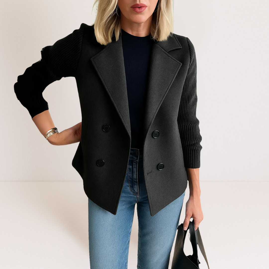 Marcelline | Strukturierte Wolljacke mit Strickärmeln