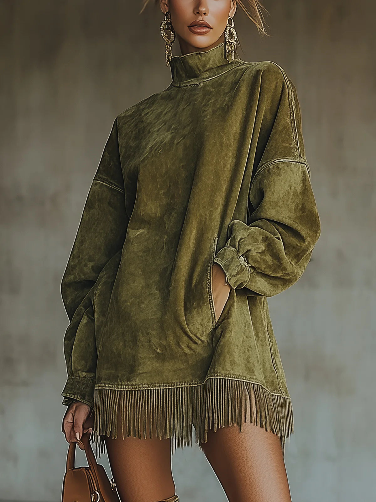Katrin | Gemütliches Wildleder-Fransen-Kleid