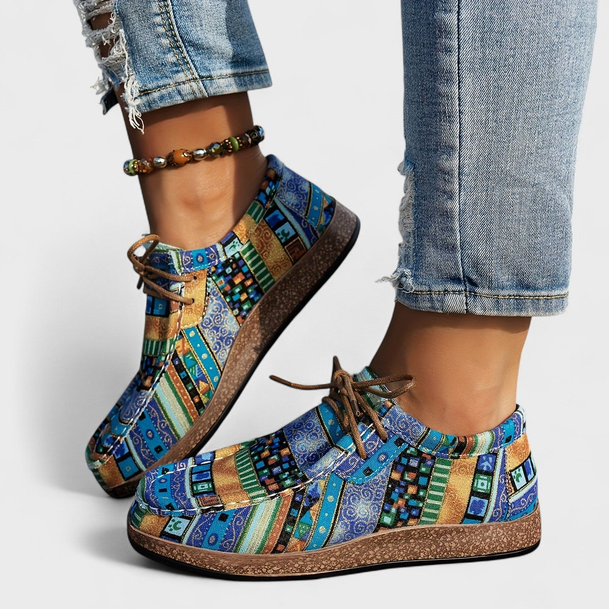 Rica | Kunstvoll gemusterte Komfort-Schnürschuhe