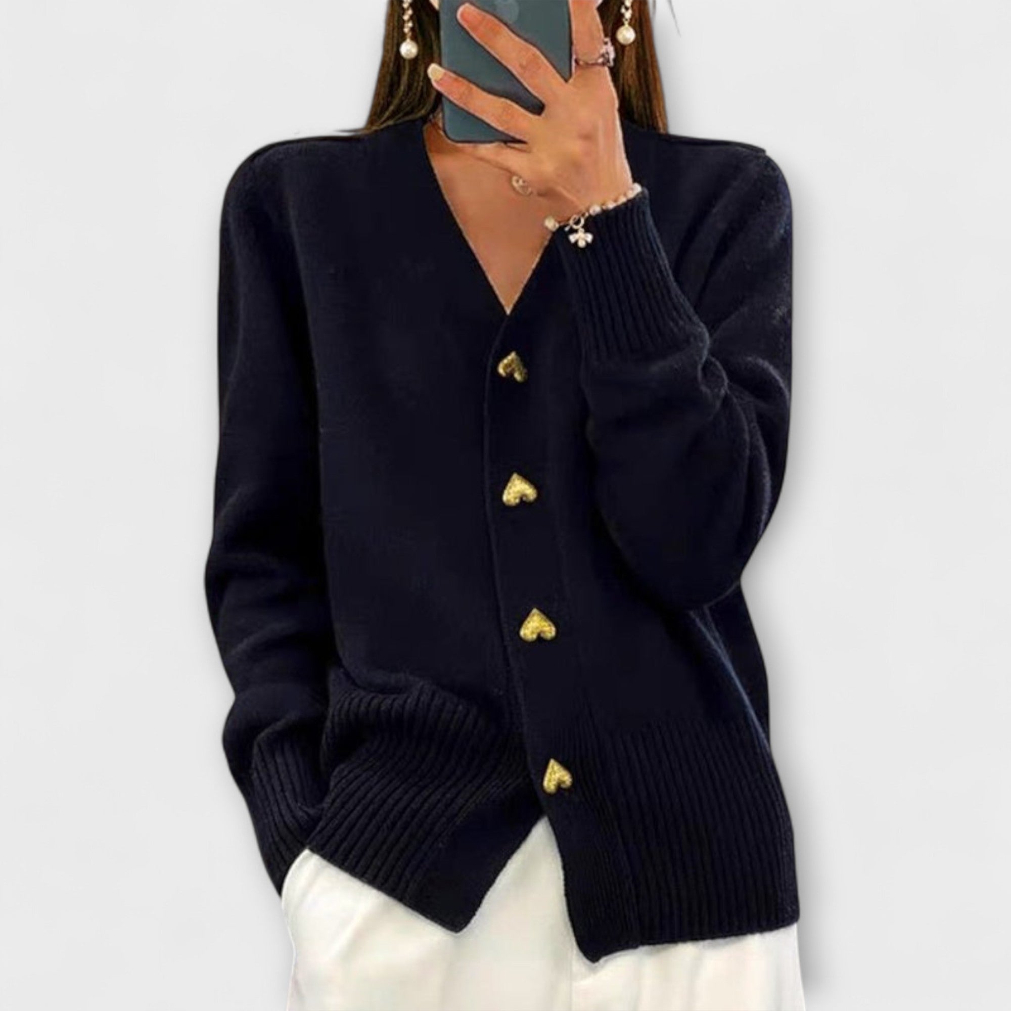 Marij – Damen-Pullover mit V-Ausschnitt im Vintage-Look
