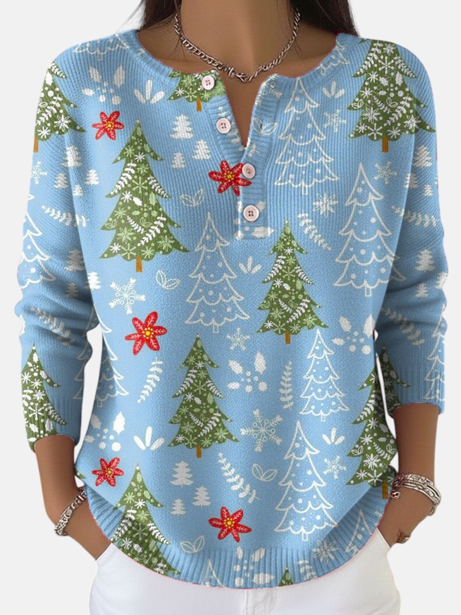 Sofie | Weihnachts-Pullover mit Knöpfen